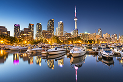 Downtown Toronto Harbour With Boats